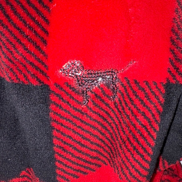 NWOT PINK Victoria’s Secret buffalo plaid bling fleece hooded robe, Size XS/S - Picture 3 of 16